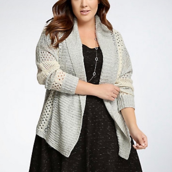 torrid Sweaters - Torrid Color Block Open Stitch Cardigan, Size 2X